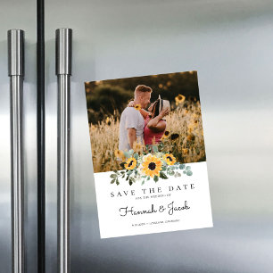 Rustic Sunflower Photo Save The Date Magnetic Invitation