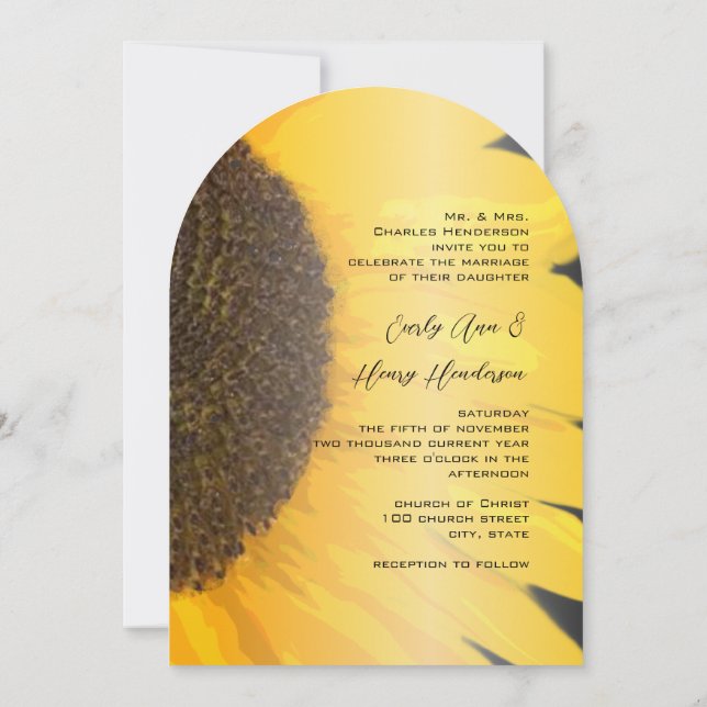 Rustic Sunflower Photo Wedding  Invitation (Back)
