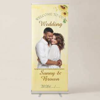 Rustic Sunflower Photo Welcome To Our Wedding Retractable Banner