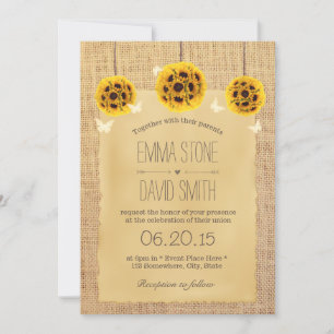 Rustic Sunflower Pomanders & Butterfly Wedding Invitation