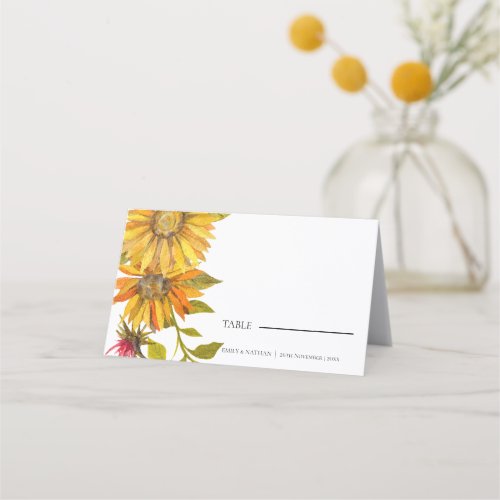 Rustic Sunflower Pretty Floral Wedding  Place Card