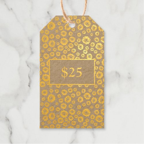 Rustic Sunflower Price Tag Gold Your Info Business