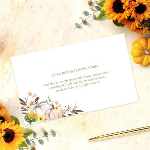 Rustic Sunflower Pumpkin Autumn Wedding Custom Enclosure Card