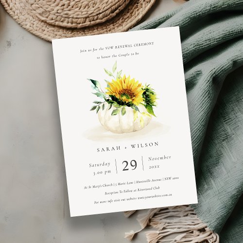 Rustic Sunflower Pumpkin Floral Vow Renewal Invite