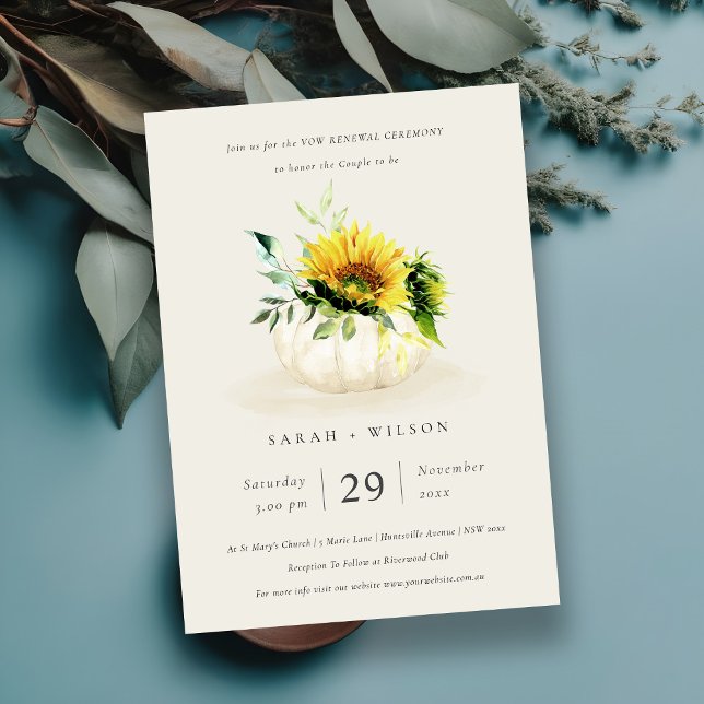 Rustic Sunflower Pumpkin Floral Vow Renewal Invite (Creator Uploaded)