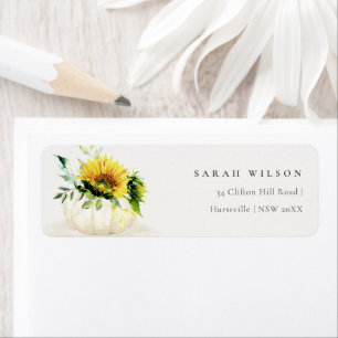 Rustic Sunflower Pumpkin Floral Watercolor Address Label