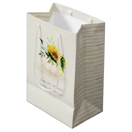 Rustic Sunflower Pumpkin Floral Watercolor Wedding Medium Gift Bag