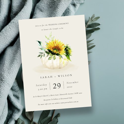 Rustic Sunflower Pumpkin Floral Wedding Invite