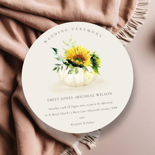 Rustic Sunflower Pumpkin Floral Wedding Invite