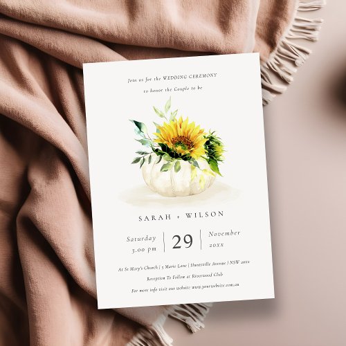 Rustic Sunflower Pumpkin Floral Wedding Invite