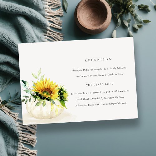 Rustic Sunflower Pumpkin Floral Wedding Reception Enclosure Card