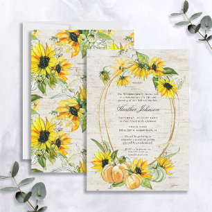 Rustic Sunflower Pumpkin Memorial Service Invitation