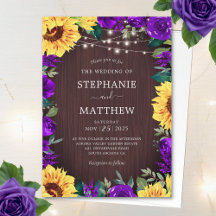 Rustic Sunflower Purple Floral Lights Wedding