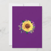 Rustic Sunflower Purple Floral Wedding Invitation (Back)