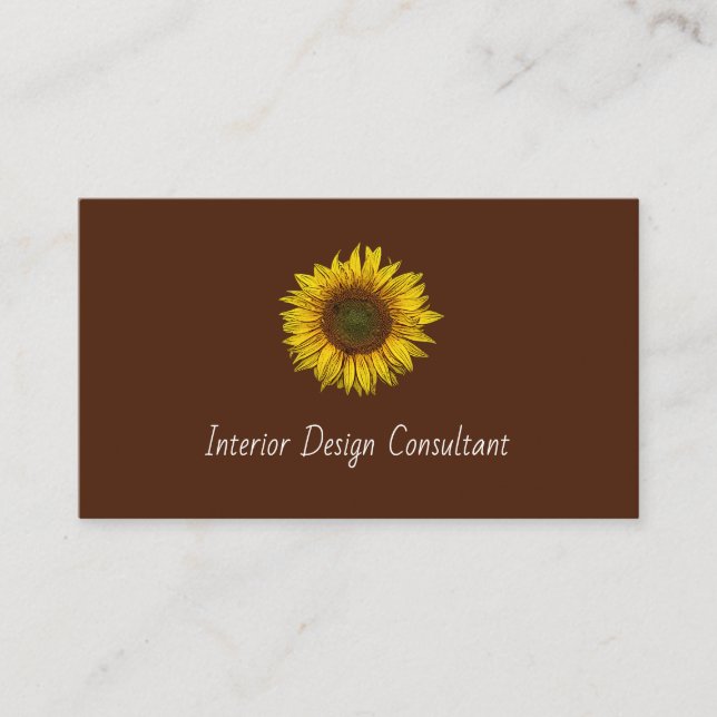 Rustic Sunflower QR code Boho Brown Business Card (Front)