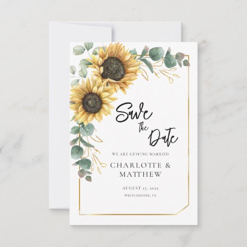 Rustic Sunflower QR Code Wedding Save the Date