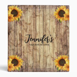 Rustic Sunflower Recipe 3 Ring Binder