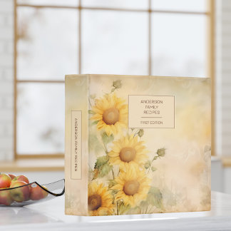 Rustic Sunflower Recipe 3 Ring Binder