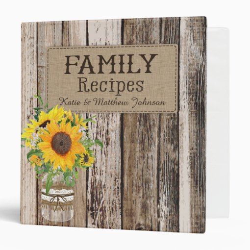 Rustic Sunflower Recipe Book Binder Zazzle