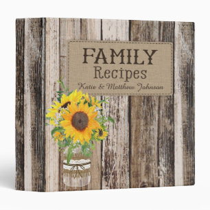 Rustic Sunflower Recipe Book Binder