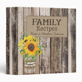 Rustic Sunflower Recipe Book Binder