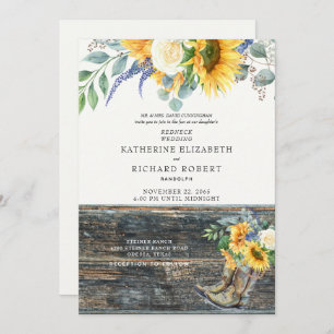 Rustic Sunflower Redneck Wood Invitation