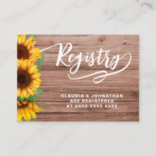 Rustic Sunflower Registry Bridal Shower Enclosure Card