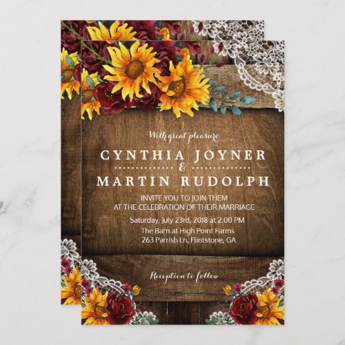 Rustic Sunflower Rehearsal Dinner Invitation