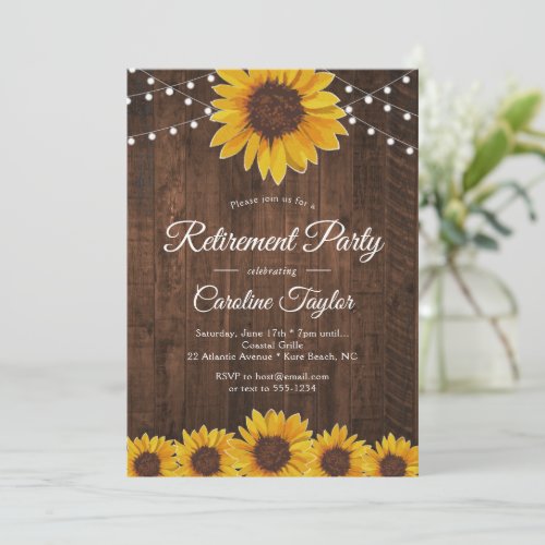 Rustic Sunflower Retirement Party String Lights