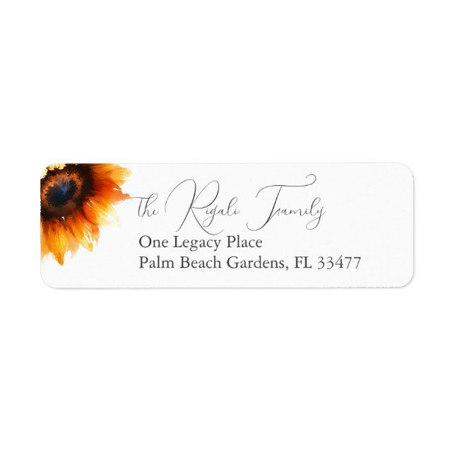 Rustic Sunflower Return Address Label (Front)