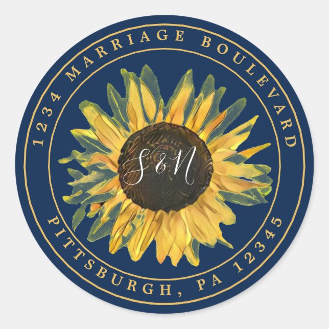 Rustic Sunflower Return Address Sticker (Front)