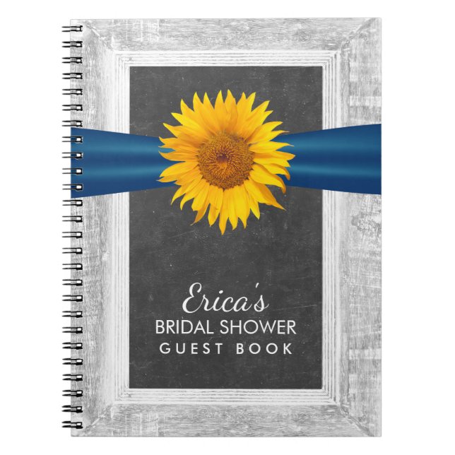 Rustic Sunflower Ribbon Bridal Shower Guest Book (Front)