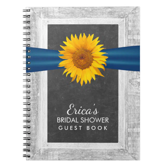 Rustic Sunflower Ribbon Bridal Shower Guest Book Zazzle