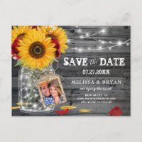 Rustic Sunflower Rose Wedding Photo Save the Date