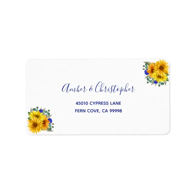 Rustic Sunflower Roses Wedding RSVP Return Address Label | Zazzle