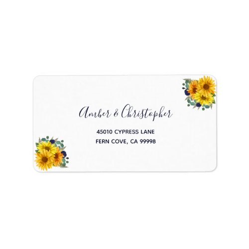 Rustic Sunflower Roses Wedding RSVP Return Address Label