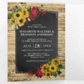 Rustic Sunflower & Roses Wedding Tri-Fold Invitation (Inside First)