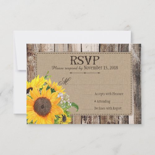 Rustic Sunflower RSVP Card