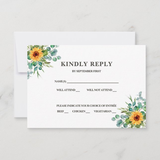 Rustic Sunflower RSVP Fall Colors Invitation (Front)