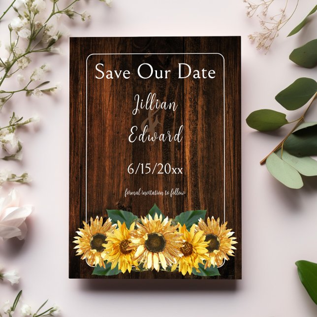 Rustic Sunflower Save The Date Announcement (Rustic Sunflower Save the Date)