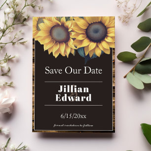 Rustic Sunflower Save the Date Announcement