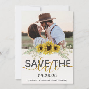 Rustic Sunflower Save the Date Announcement