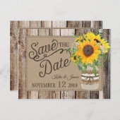 Rustic Sunflower Save the Date Announcement Postcard (Front/Back)