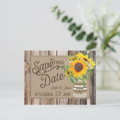 Rustic Sunflower Save the Date Announcement Postcard (Standing Front)