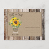 Rustic Sunflower Save the Date Announcement Postcard (Back)