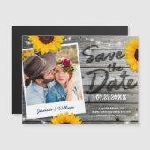 Rustic Sunflower Save the Date Invitations Magnet (Front/Back)