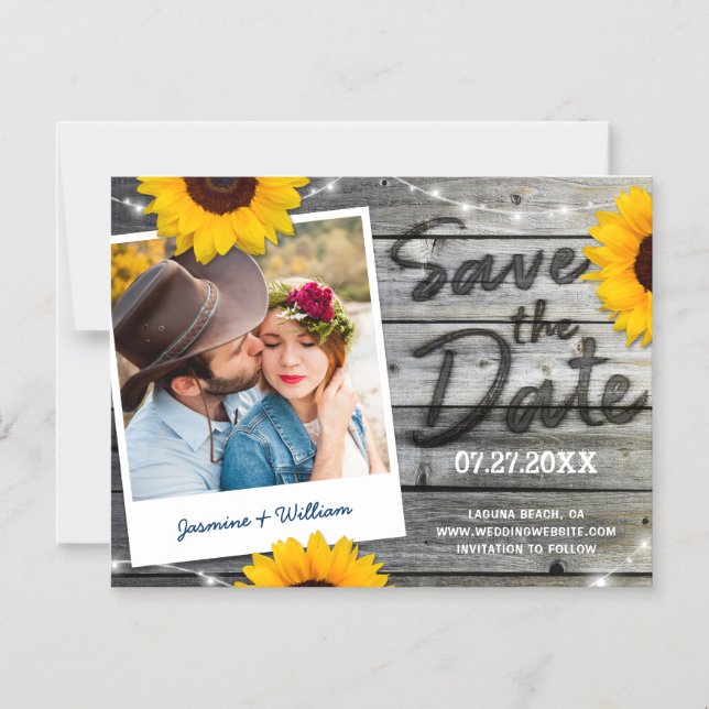 Rustic Sunflower Save the Date Invitations Magnet (Front)