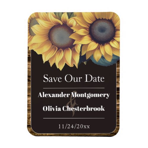 Rustic Sunflower Save the Date Magnet