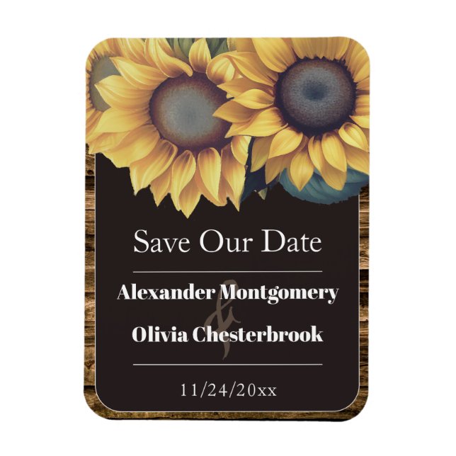 Rustic Sunflower Save the Date Magnet (Vertical)