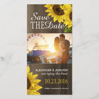 Rustic Sunflower Save the Date Photo Cards